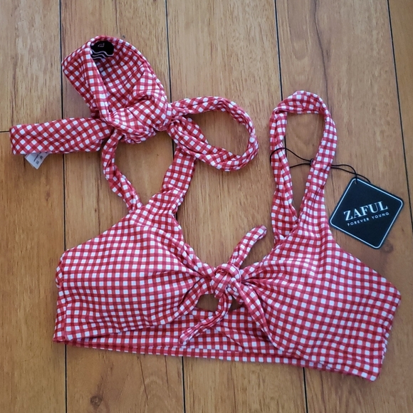 Gingham front knot bikini set Zaful - Picture 2 of 4